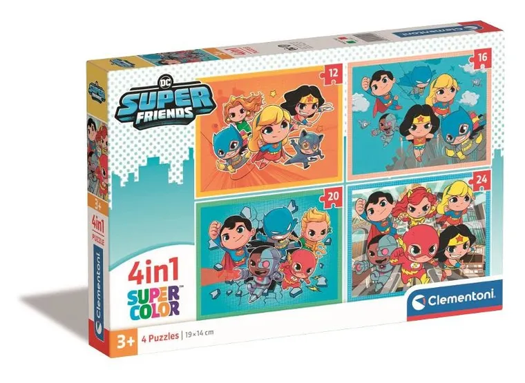 Clementoni, Super Color, DC Super friends, puzzle 4w1