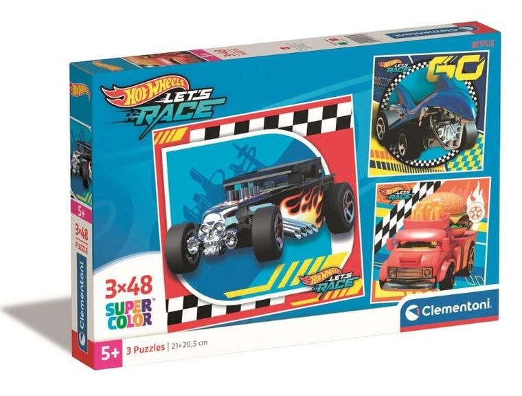 Clementoni, Super Color, Hot Wheels, puzzle, 3-48 elementów