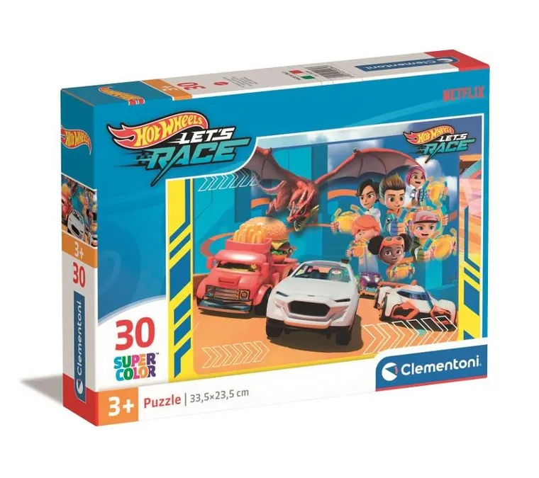 Clementoni, Super Color, Hot Wheels, puzzle, 30 elementów