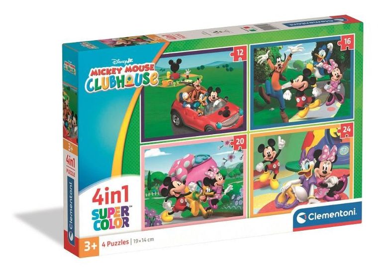 Clementoni, Super Color, Klub Przyjaciół Myszki Miki, puzzle 4w1
