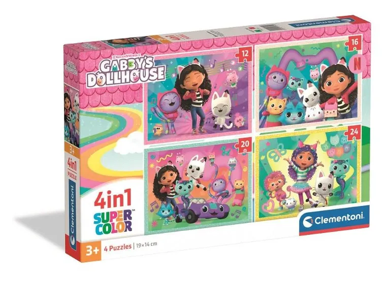 Clementoni, Super Color, Koci Domek Gabi, puzzle 4w1