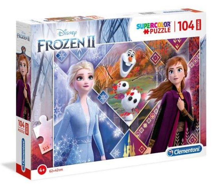 Clementoni, Super Color, Kraina Lodu, puzzle maxi, 104 elementy