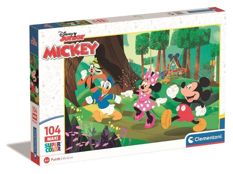 Clementoni, Super Color, Myszka Miki, puzzle maxi, 104 elementy