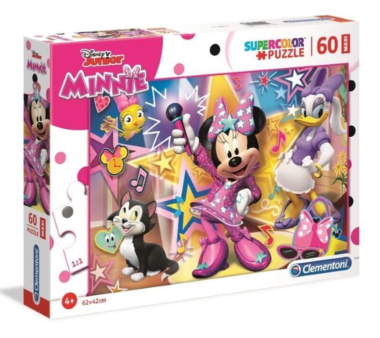 Clementoni, Super Color, Myszka Minnie, Happy Helementypers, puzzle maxi, 60 elementów