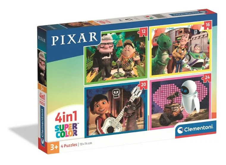 Clementoni, Super Color, Pixar, puzzle 4w1