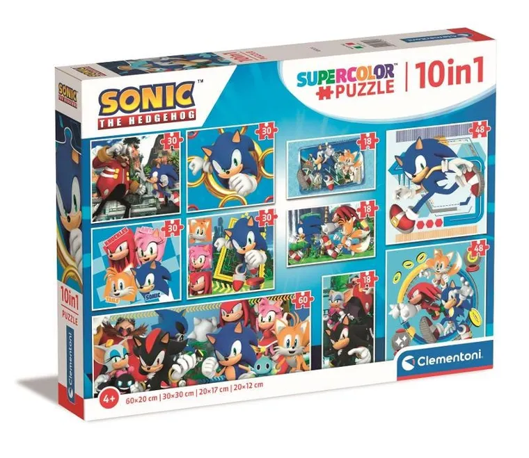 Clementoni, Super Color, Sonic, puzzle, 10w1 elementów