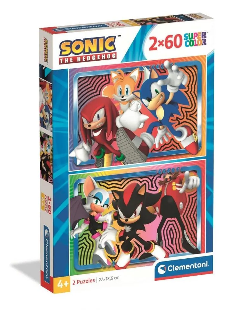 Clementoni, Super Color, Sonic, puzzle, 2-60 elementów