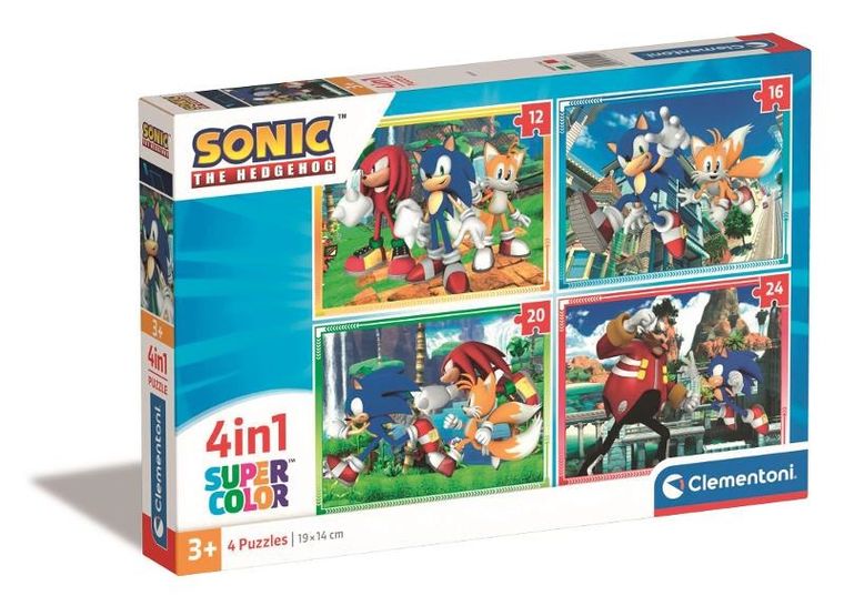 Clementoni, Super Color, Sonic, puzzle 4w1
