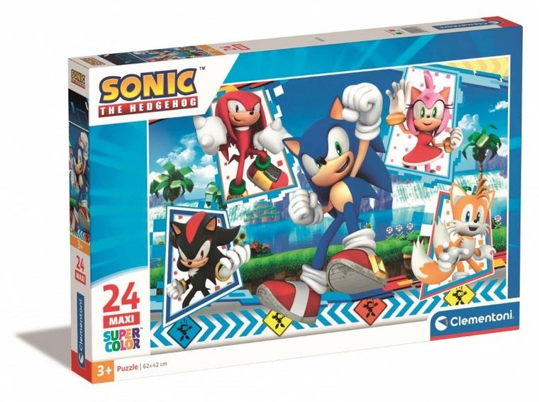 Clementoni, Super Color, Sonic, puzzle maxi, 24 elementy