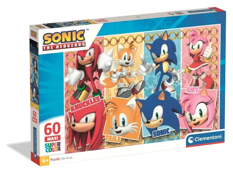 Clementoni, Super Color, Sonic, puzzle maxi, 60 elementów