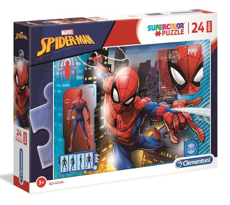 Clementoni, Super Color, Spider-Man, puzzle maxi, 24 elementy