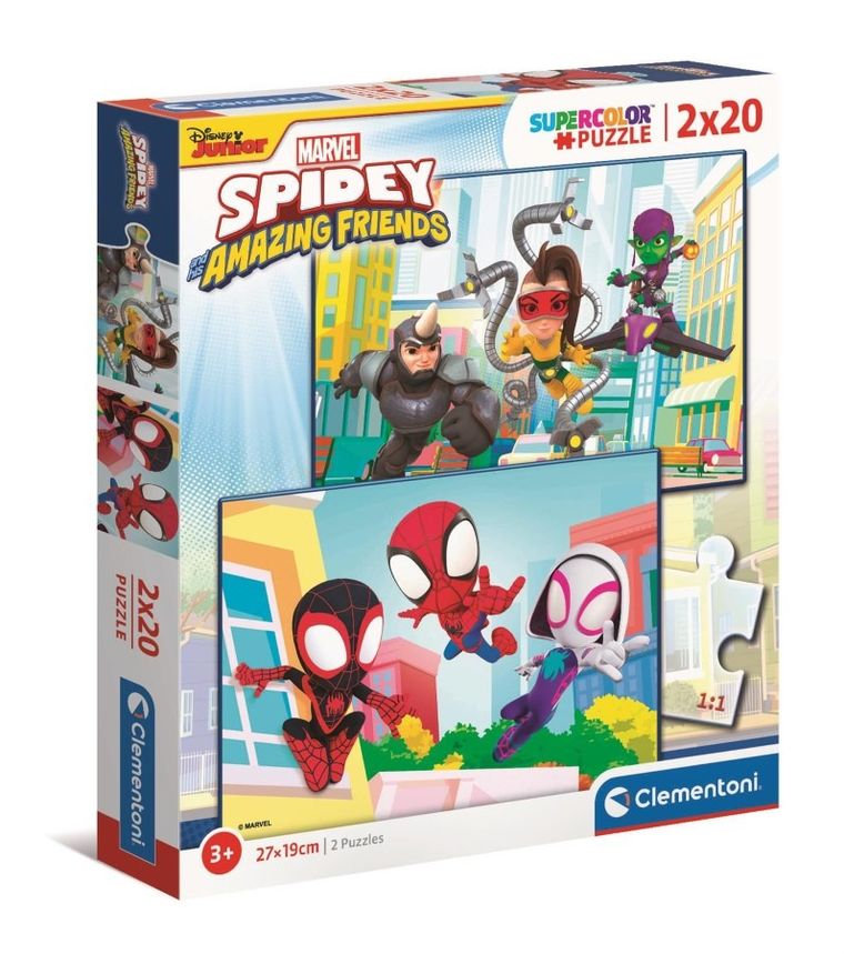 Clementoni, Super Color, Spidey i super-kumple, puzzle 2w1