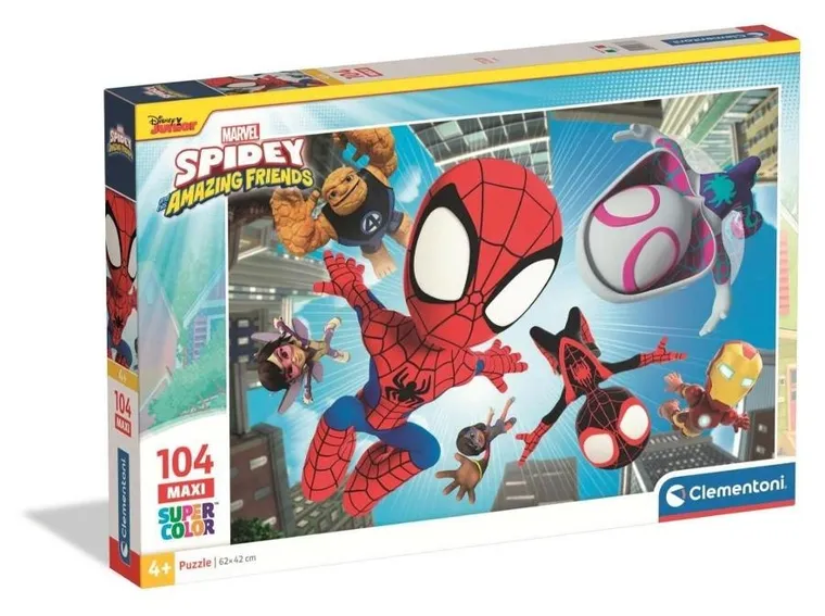 Clementoni, Super Color, Spidey i super-kumple, puzzle maxi, 104 elementy