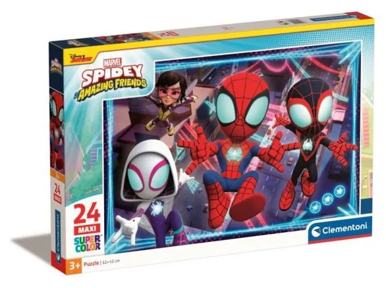 Clementoni, Super Color, Spidey i super-kumple, puzzle maxi, 24 elementy