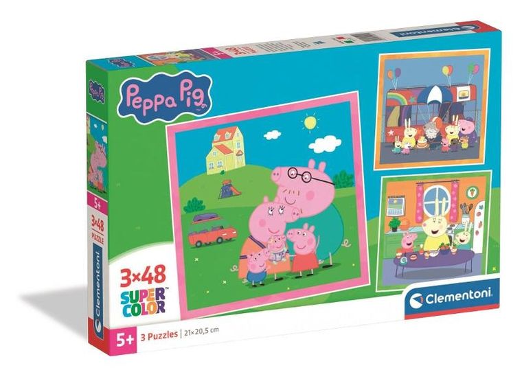 Clementoni, Super Color, Świnka Peppa, puzzle, 3-48 elementów