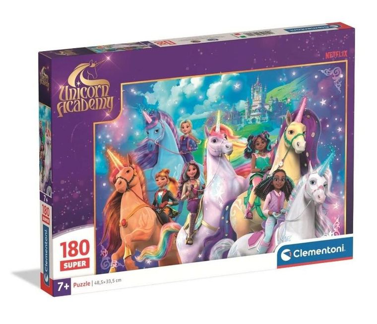 Clementoni, Super Color, Unicorn Academy, puzzle, 180 elementów