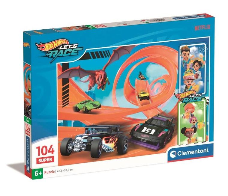 Clementoni, Super, Hot Wheels, puzzle, 104 elementów