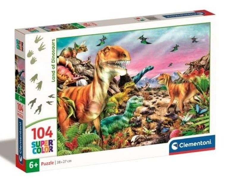 Clementoni, Super, Kraina Dinozaurów, puzzle, 104 elementy