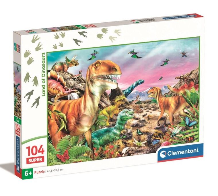 Clementoni, Super, Kraina Dinozaurów, puzzle, 104 elementy