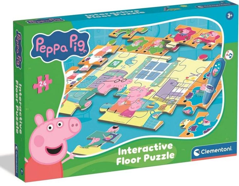 Clementoni, Świnka Peppa, interaktywne puzzle podłogowe, 24 elementy