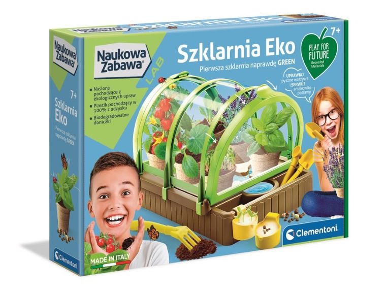 Clementoni, szklarnia eko, nasiona, doniczki, zestaw edukacyjny