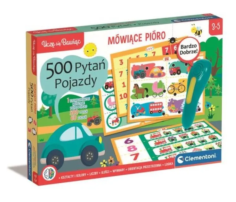 Clementoni, Uczę się bawiąc, Mówiące pióro, 500 pytań, Pojazdy, gra edukacyjna