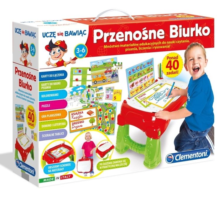 Clementoni, Uczę się bawiąc, przenośne biurko, stolik edukacyjny