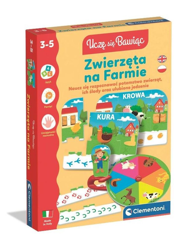 Clementoni, Uczę się bawiąc, Zwierzęta na farmie, układanka edukacyjna