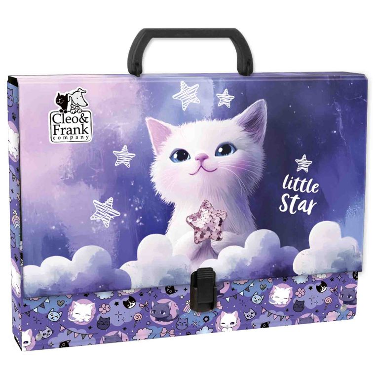 Cleo & Frank, teczka z rączką, twarda, A4, Kot, 1 szt.