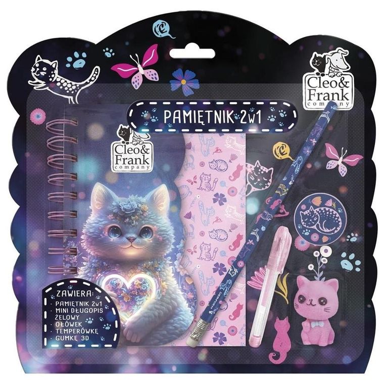 Cleo i Frank, pamiętnik z kłódką 2w1 + przybory