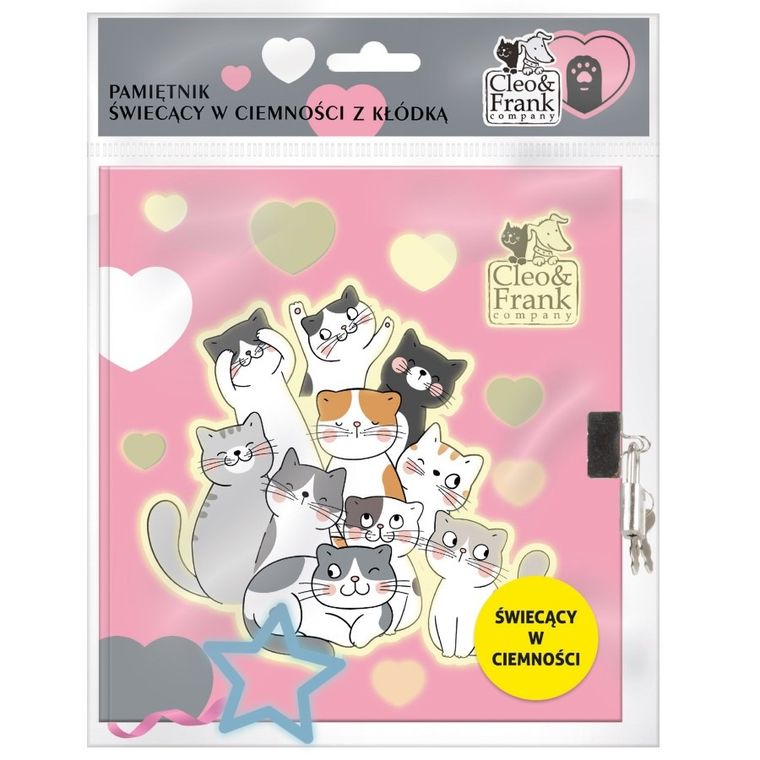 Cleo i Frank, pamiętnik z kłódką, świecący w ciemności, Kotki