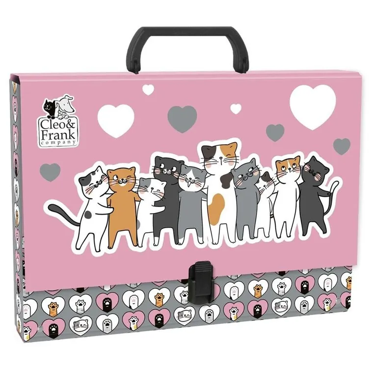Cleo i Frank, teczka twarda z rączką, Kotki, 1 szt.