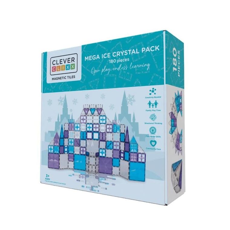 Cleverclixx, Mega Ice Crystal Pack, klocki magnetyczne, 180 elementów