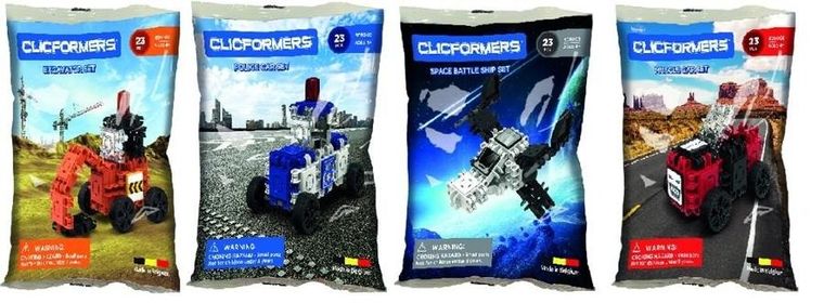 Clicformers, pojazdy, klocki w saszetce, 23 elementy