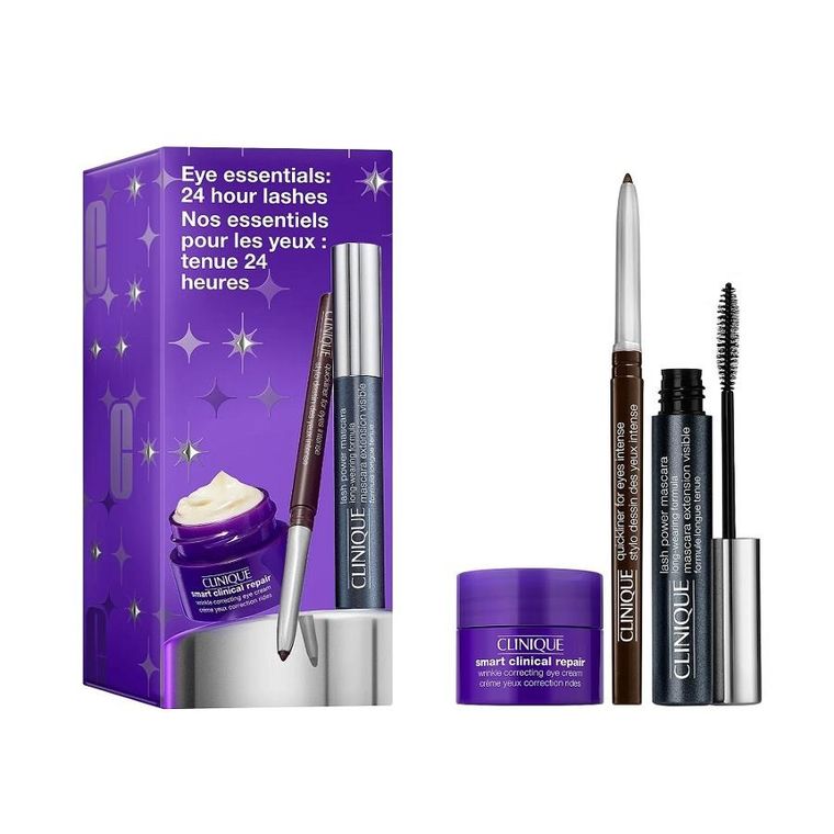 Clinique, Eye Essential: 24 Hour Lashes, zestaw: tusz do rzęs 6 ml + eyeliner w kredce, 0.14g + przeciwzmarszczkowy krem pod oczy, 15 ml