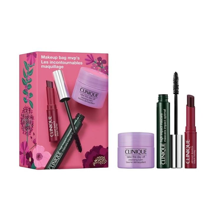 Clinique, Makeup Bag MVP's, zestaw: tusz do rzęs, 7 ml + pomadka do ust, 1.2g + balsam do demakijażu, 15 ml