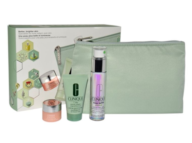 Clinique, zestaw, Even Better Clinical Radical, serum do twarzy, 30 ml, peeling do twarzy, 30 ml, krem pod oczy, 5 ml + kosmetyczka