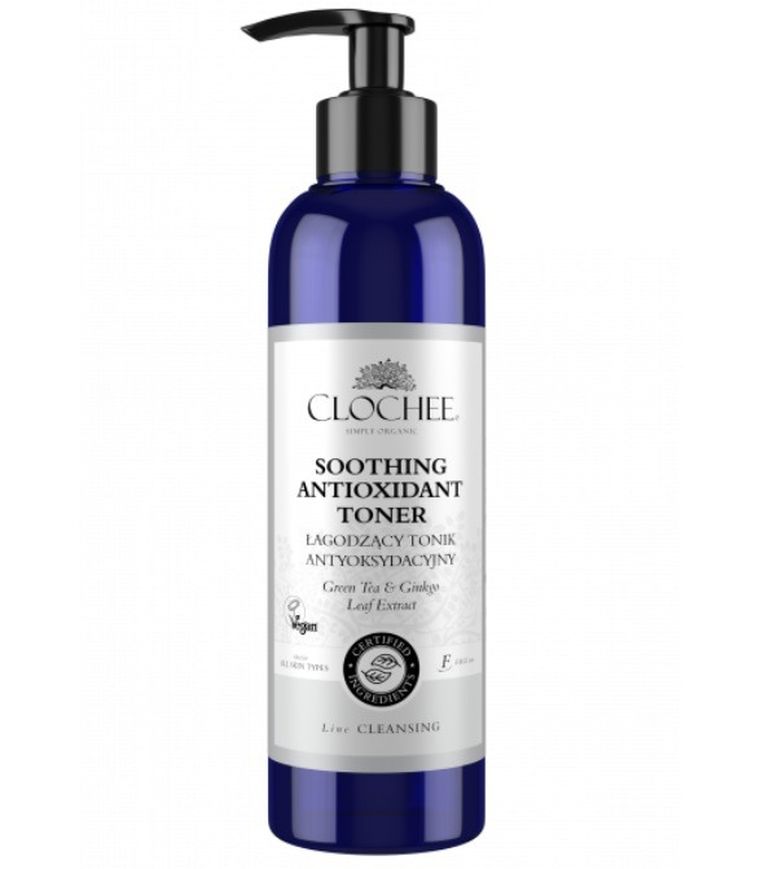 Clochee, Soothing Antioxidant Toner, łagodzący tonik antyoksydacyjny, Green Tea & Ginkgo Leaf Extract, 250 ml
