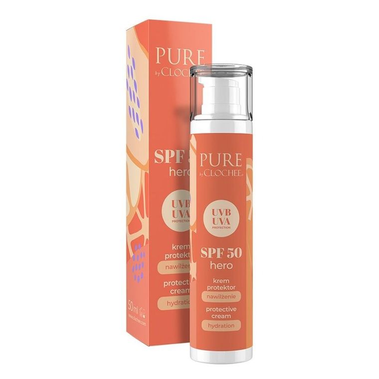 Clochee, SPF 50 Hero, krem protektor - nawilżenie, 50 ml