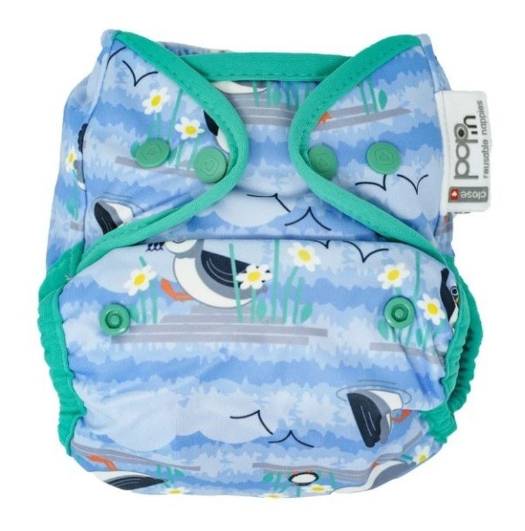 Close, Pop-in, pieluszka wielorazowa AIO z napami, Blue Puffin