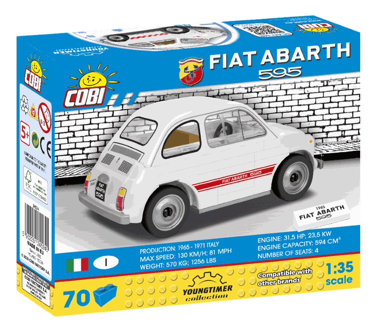 Cobi, 1965 Fiat 595 Abarth, 1:35, klocki, 65 elementów