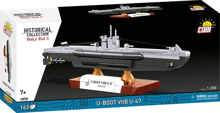 Cobi, Historical Collection, WWII, U-Boot VIIB U-47, klocki, 1:300, 165 elementów