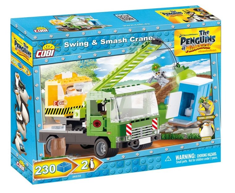 Cobi, Pingwiny z Madagaskaru, Dźwig burzący, klocki, 230 elementów