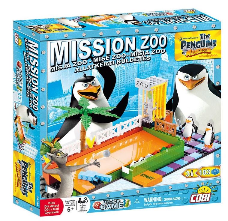 Cobi, Pingwiny z Madagaskaru, Gra Misja Zoo, klocki, 183 elementów