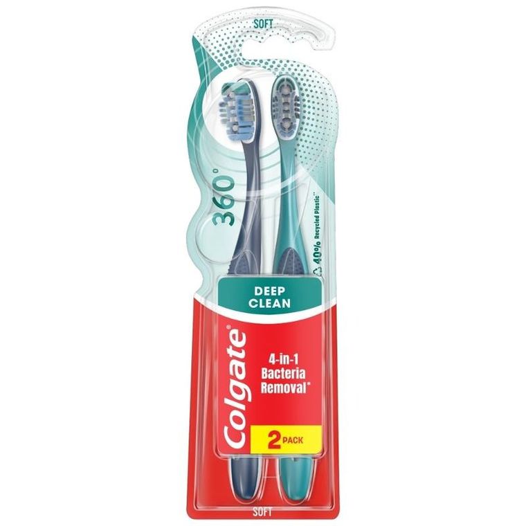 Colgate, 360 Deep Clean, szczoteczka do zębów, soft, 2 szt.