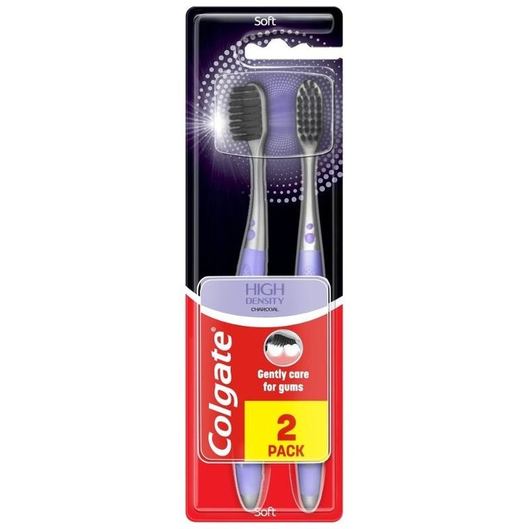 Colgate, szczoteczka do zębów, high density charcoal, soft duo, 2 szt.