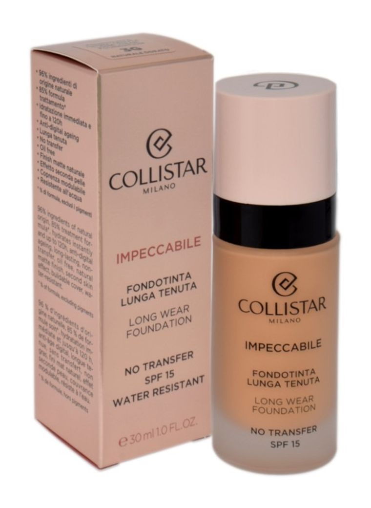 Collistar, Impeccabile Long Wear Foundation SPF 15, nawilżający podkład do twarzy, 3g Natural Gold, 30 ml