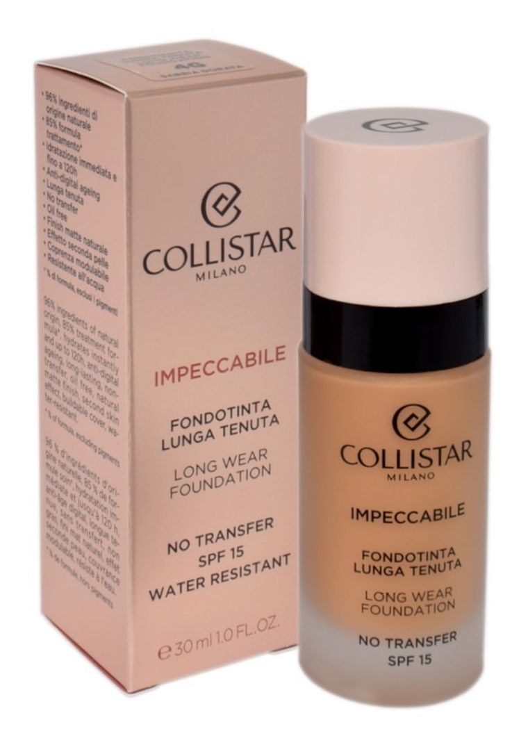 Collistar, Impeccabile Long Wear Foundation SPF 15, nawilżający podkład do twarzy, 4g Gold Sand, 30 ml