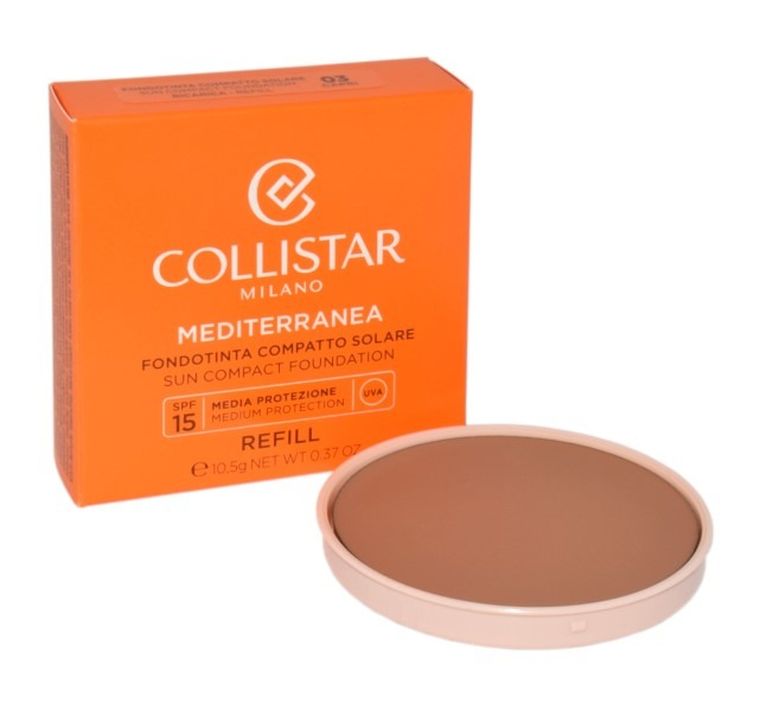 Collistar, Mediterranea Sun Compact Foundation SPF 15, podkład w kompakcie, wkład, 03 Capri Refill, 10,5g