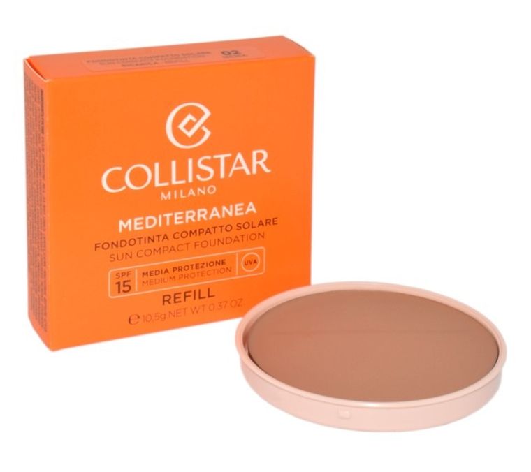 Collistar, Mediterranea Sun Compact Foundation SPF 15, podkład w kompakcie, wkład, podkład w kompakcie, wkład, 02 Ischia Refill, 10,5g